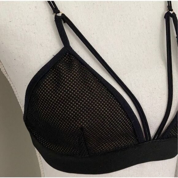 Storia Front V-Strap Mesh Black Bralette W/ Lining Size Small - Picture 3 of 8